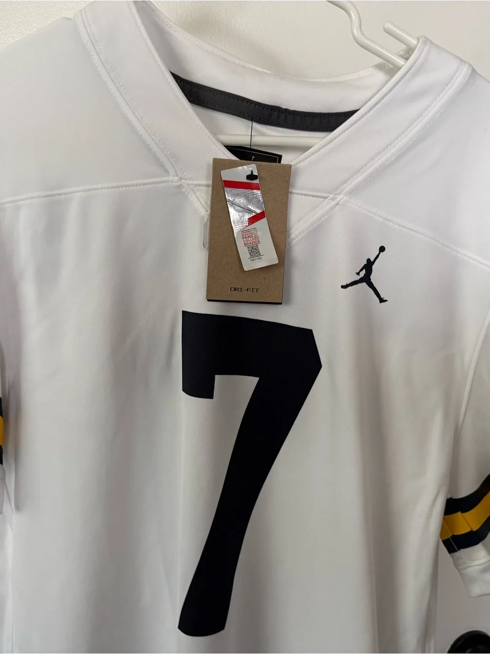 Jordan White #7 Athletic Jersey with Black Number and Yellow Sleeve Stripes